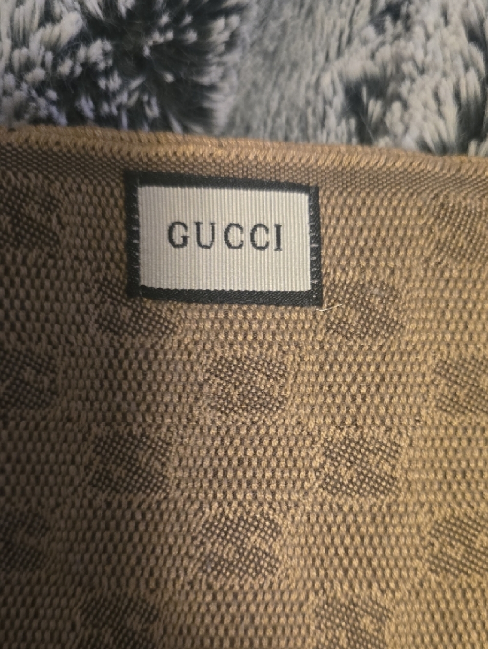 Gucci Beige Scarf with Green and Red Stripe - Picture 4 of 4